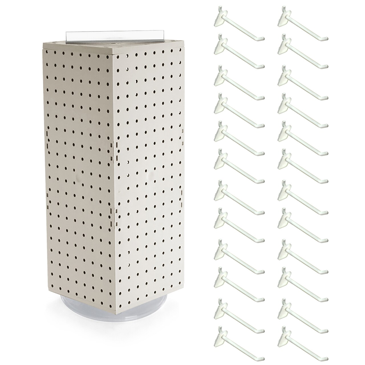 Four-Sided Revolving 8"W x 20"H Pegboard Counter Display w/24 4" Hooks